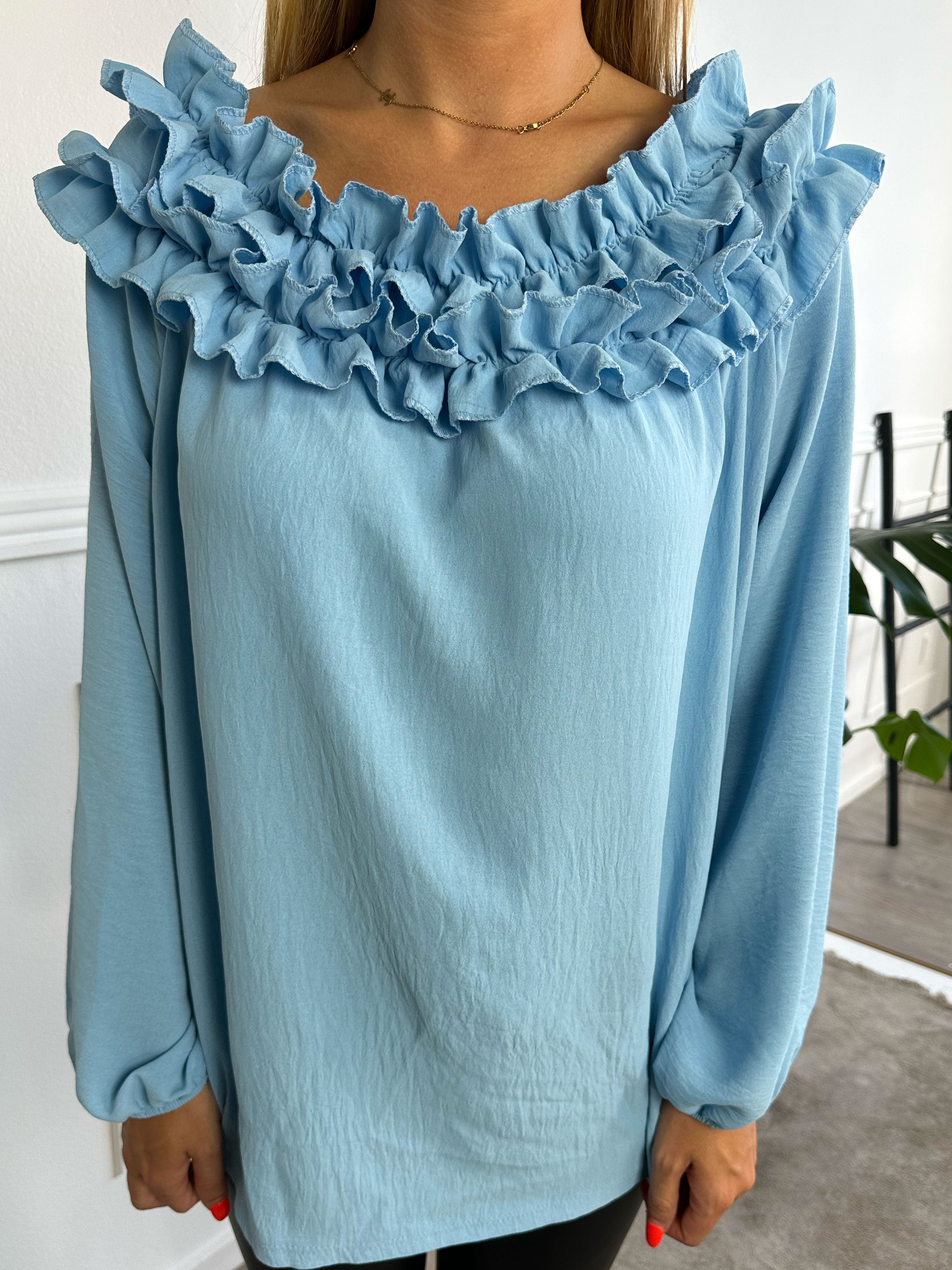 Chili - Fineste tunika bluse med flæser i udskæringen